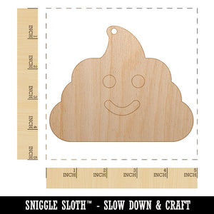 Smile Poop Face Emoticon Unfinished Craft Wood Holiday Christmas Tree DIY Pre-Drilled Ornament