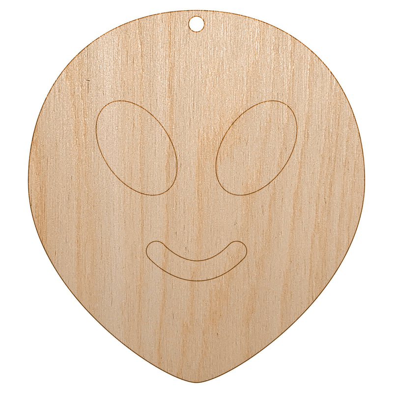 Smiling Happy Alien Emoticon Unfinished Craft Wood Holiday Christmas Tree DIY Pre-Drilled Ornament