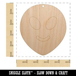 Smiling Happy Alien Emoticon Unfinished Craft Wood Holiday Christmas Tree DIY Pre-Drilled Ornament