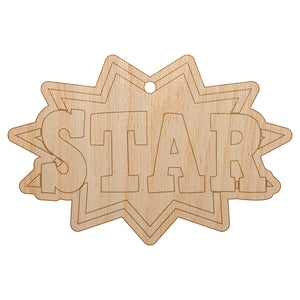 Star Burst Fun Text Teacher School Unfinished Craft Wood Holiday Christmas Tree DIY Pre-Drilled Ornament