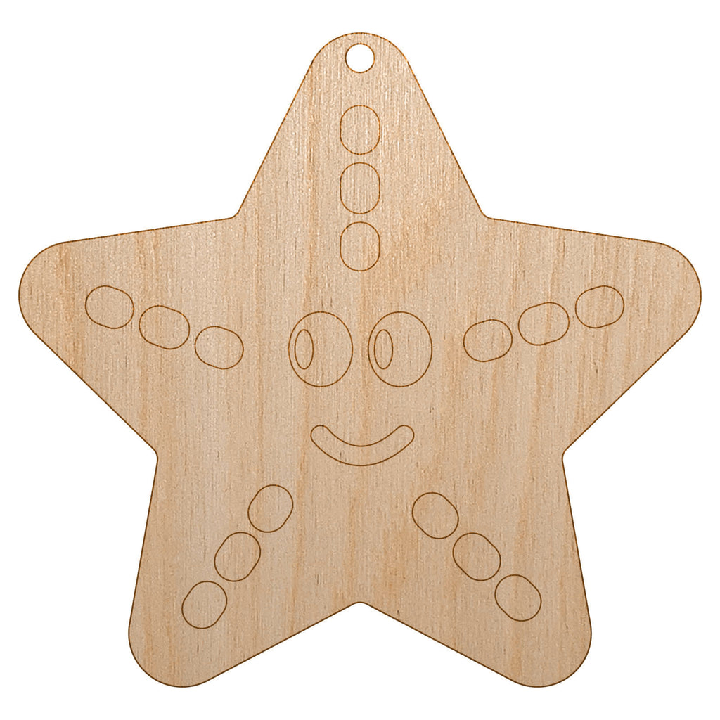Starfish Doodle Unfinished Craft Wood Holiday Christmas Tree DIY Pre-Drilled Ornament