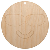 Sunglasses Cool Smile Happy Emoticon Unfinished Craft Wood Holiday Christmas Tree DIY Pre-Drilled Ornament