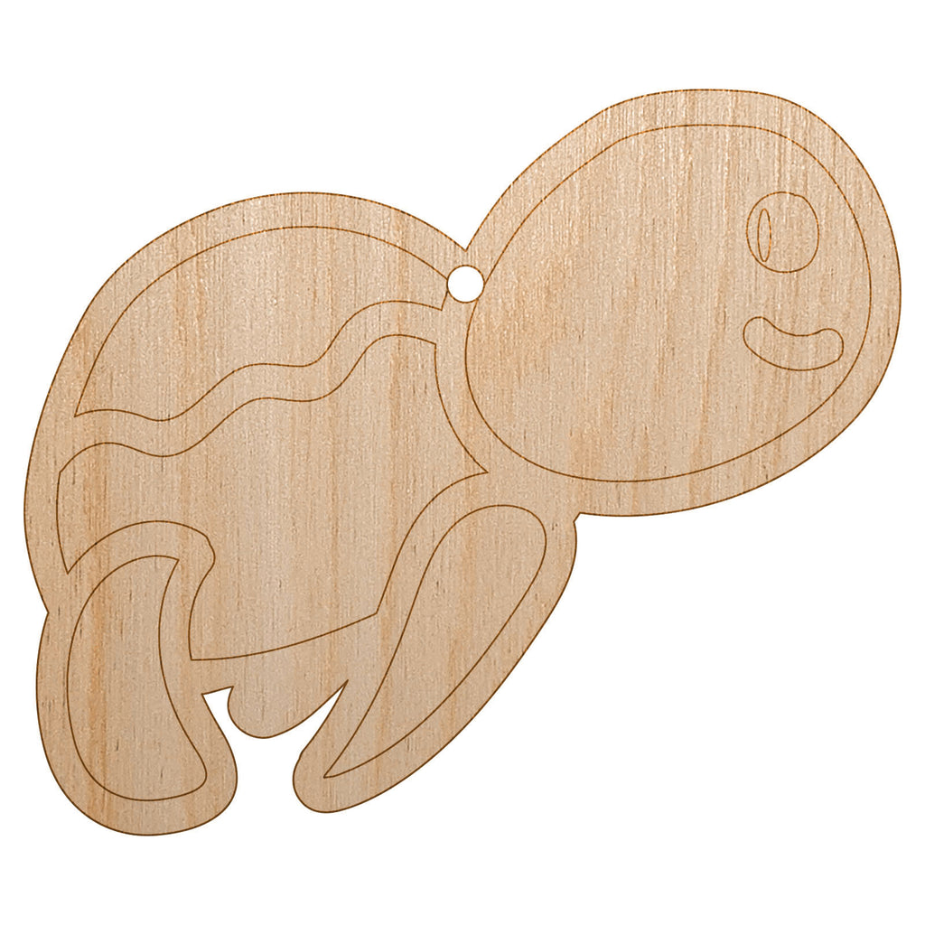 Turtle Swimming Doodle Unfinished Craft Wood Holiday Christmas Tree DIY Pre-Drilled Ornament