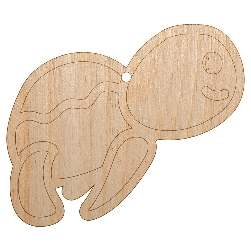 Turtle Swimming Doodle Unfinished Craft Wood Holiday Christmas Tree DIY Pre-Drilled Ornament