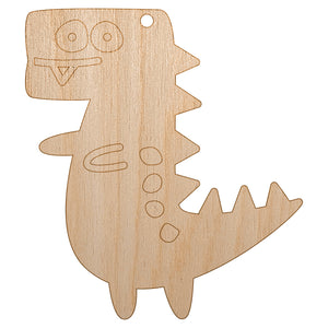Tyrannosaurus Rex Dinosaur Doodle Unfinished Craft Wood Holiday Christmas Tree DIY Pre-Drilled Ornament