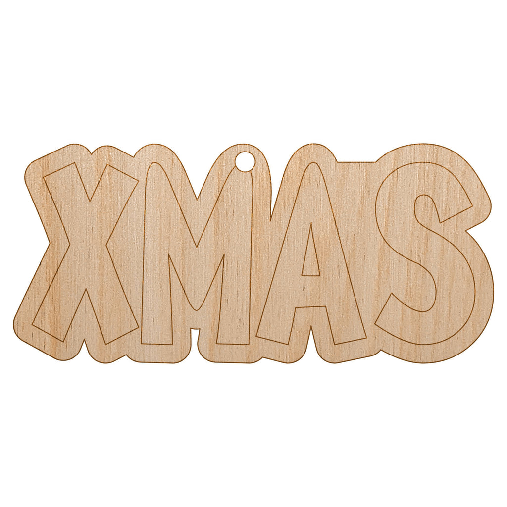 Xmas Christmas Fun Text Unfinished Craft Wood Holiday Christmas Tree DIY Pre-Drilled Ornament