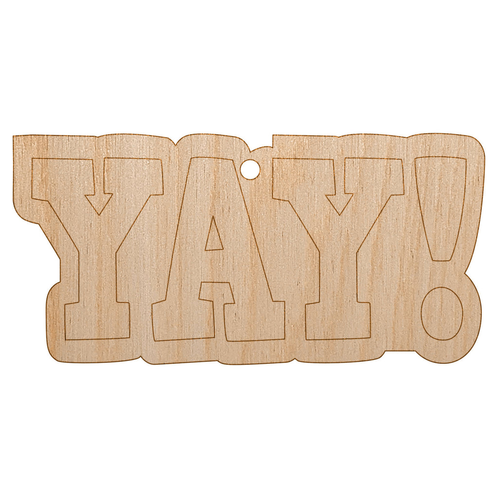 Yay Fun Text Unfinished Craft Wood Holiday Christmas Tree DIY Pre-Drilled Ornament