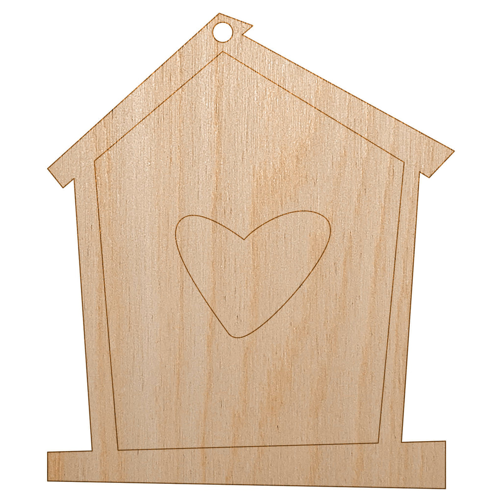 Birdhouse with Heart Unfinished Craft Wood Holiday Christmas Tree DIY Pre-Drilled Ornament