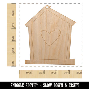 Birdhouse with Heart Unfinished Craft Wood Holiday Christmas Tree DIY Pre-Drilled Ornament