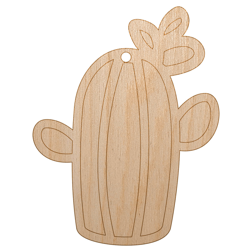 Cactus Succulent with Flower Doodle Unfinished Craft Wood Holiday Christmas Tree DIY Pre-Drilled Ornament