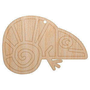 Chameleon Lizard Doodle Unfinished Craft Wood Holiday Christmas Tree DIY Pre-Drilled Ornament