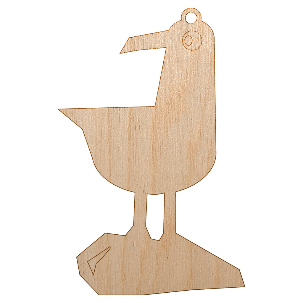 Cute Seagull Bird on Rock Unfinished Craft Wood Holiday Christmas Tree DIY Pre-Drilled Ornament