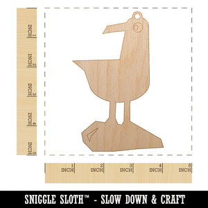 Cute Seagull Bird on Rock Unfinished Craft Wood Holiday Christmas Tree DIY Pre-Drilled Ornament