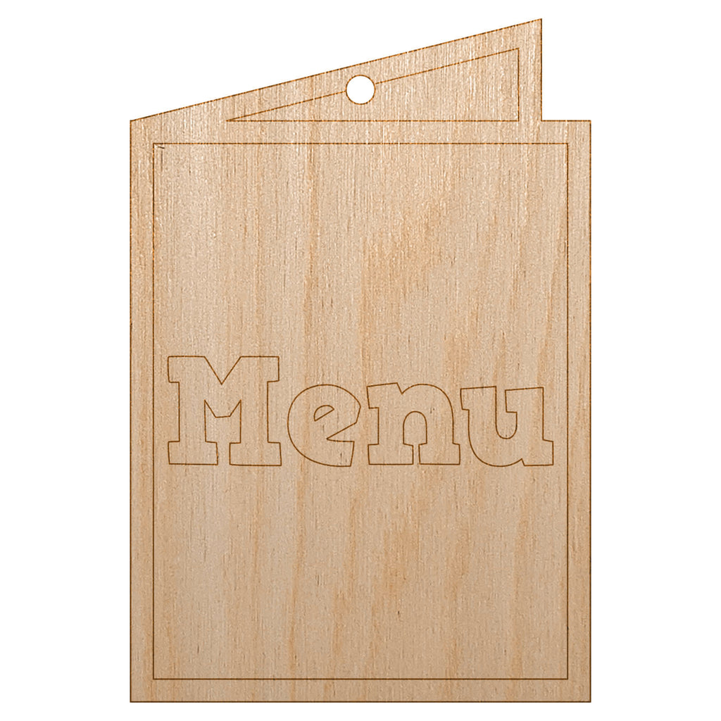Restaurant Takeout Menu Food Unfinished Craft Wood Holiday Christmas Tree DIY Pre-Drilled Ornament