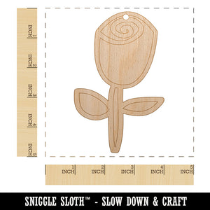 Rose Stem Flower Doodle Unfinished Craft Wood Holiday Christmas Tree DIY Pre-Drilled Ornament