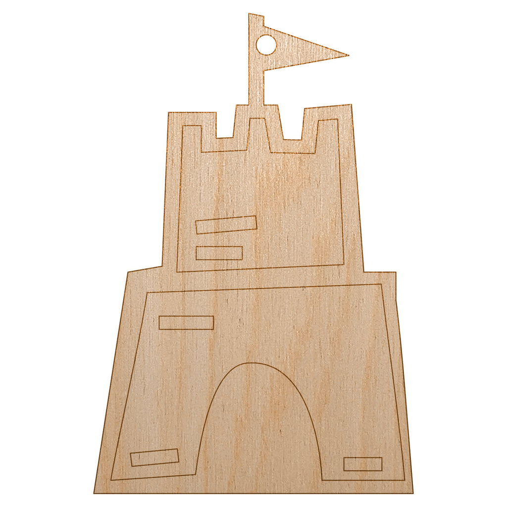 Sand Castle Doodle Unfinished Craft Wood Holiday Christmas Tree DIY Pre-Drilled Ornament