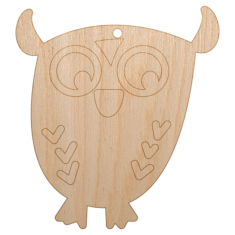 Wary Owl Unfinished Craft Wood Holiday Christmas Tree DIY Pre-Drilled Ornament