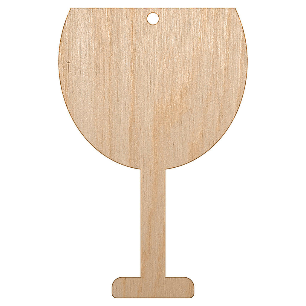 Wine Glass Solid Unfinished Craft Wood Holiday Christmas Tree DIY Pre-Drilled Ornament