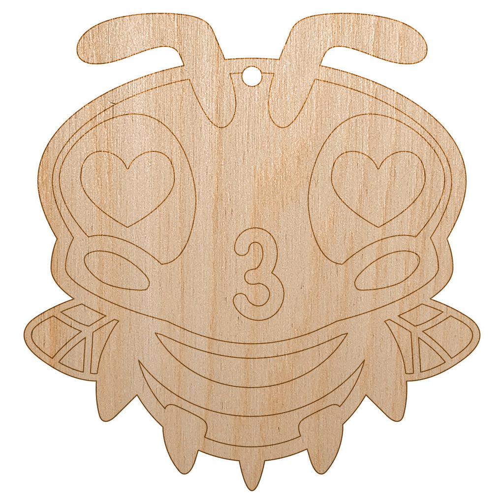 Cute Bee Love Heart Kiss Unfinished Craft Wood Holiday Christmas Tree DIY Pre-Drilled Ornament