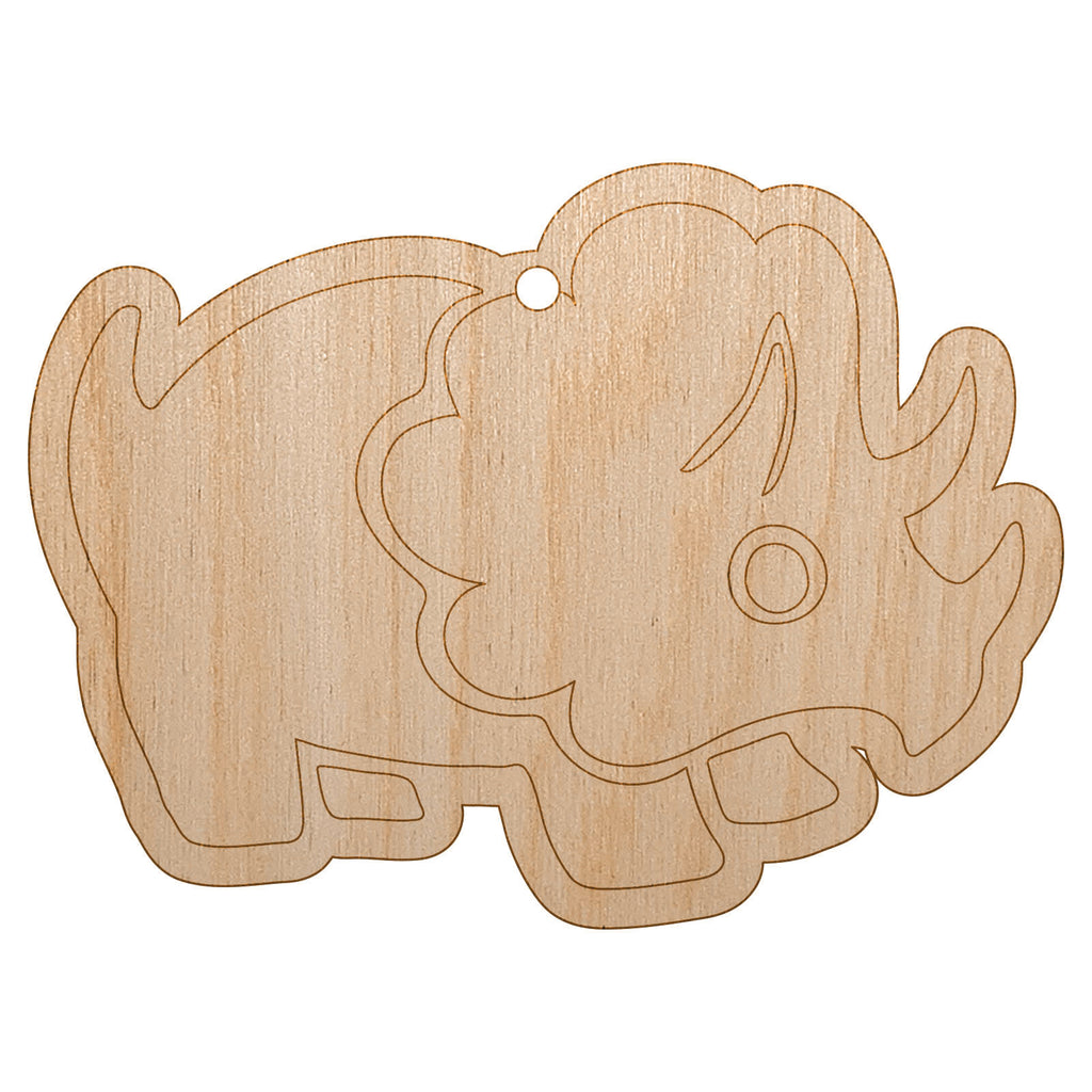 Cute Triceratops Dinosaur Unfinished Craft Wood Holiday Christmas Tree DIY Pre-Drilled Ornament