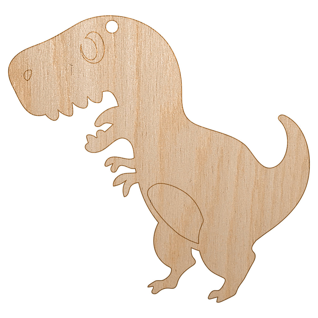 Cute Tyrannosaurus Rex Dinosaur Unfinished Craft Wood Holiday Christmas Tree DIY Pre-Drilled Ornament