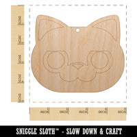 Round Cat Face Concerned Unfinished Craft Wood Holiday Christmas Tree DIY Pre-Drilled Ornament