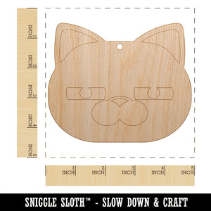 Round Cat Face Doubtful Unfinished Craft Wood Holiday Christmas Tree DIY Pre-Drilled Ornament