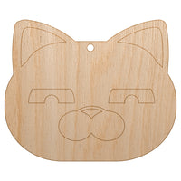 Round Cat Face Skeptical Unfinished Craft Wood Holiday Christmas Tree DIY Pre-Drilled Ornament
