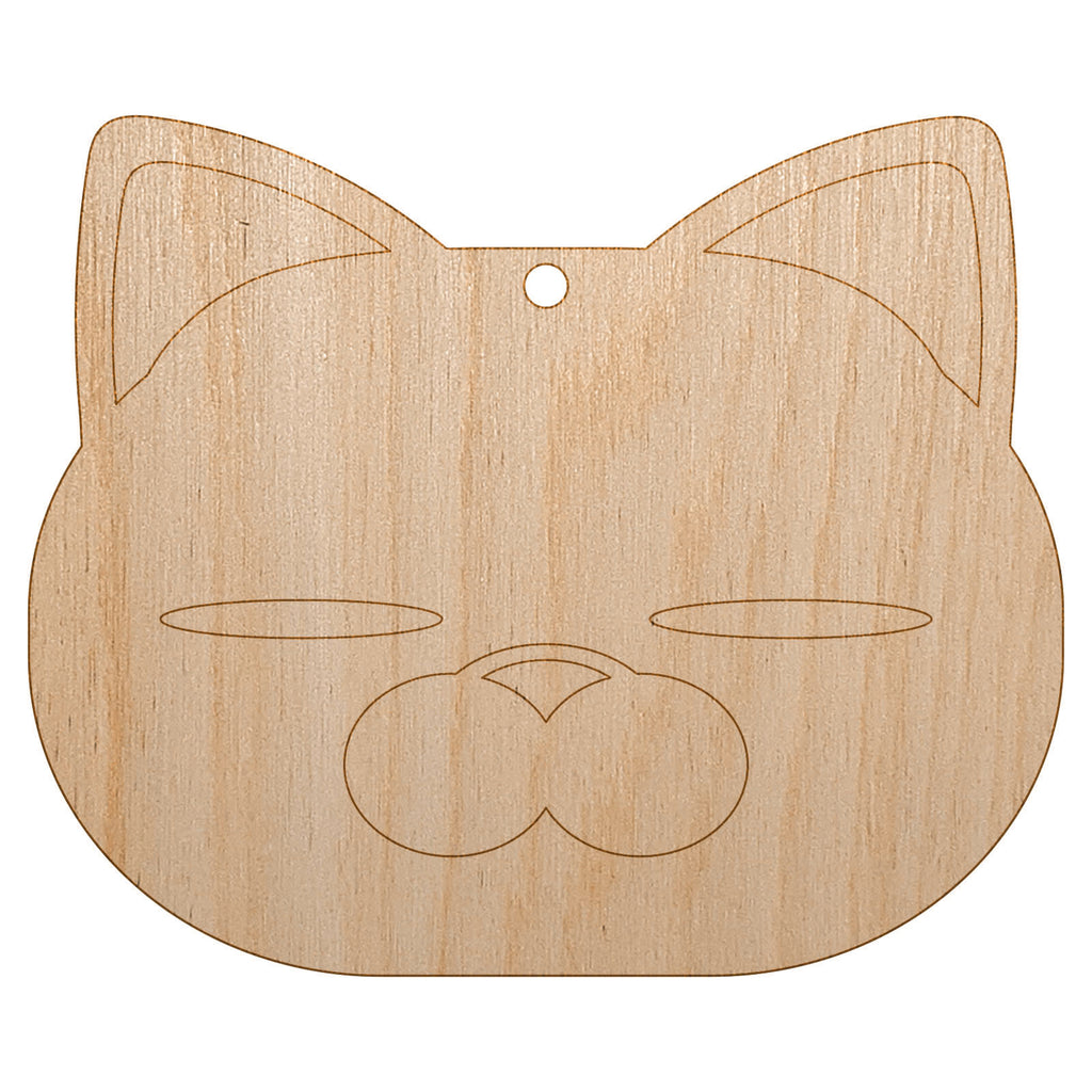 Round Cat Face Tired Unfinished Craft Wood Holiday Christmas Tree DIY Pre-Drilled Ornament