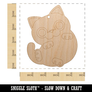 Round Cat Playful Unfinished Craft Wood Holiday Christmas Tree DIY Pre-Drilled Ornament