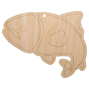 Salmon Fish Unfinished Craft Wood Holiday Christmas Tree DIY Pre-Drilled Ornament