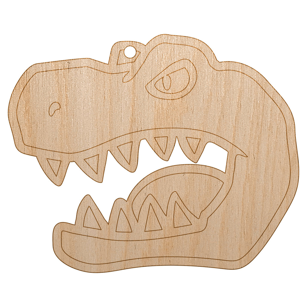 Tyrannosaurus Rex Head Unfinished Craft Wood Holiday Christmas Tree DIY Pre-Drilled Ornament