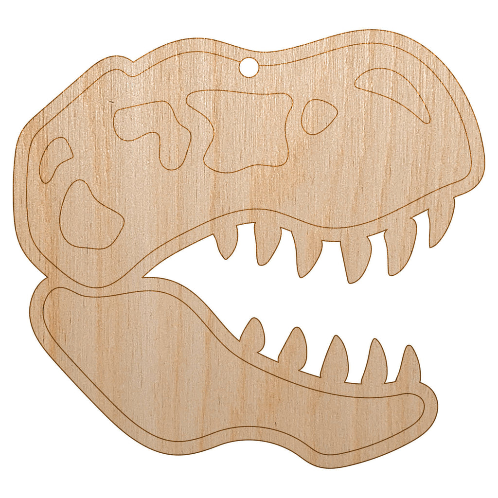 Tyrannosaurus Rex Skull Fossil Unfinished Craft Wood Holiday Christmas Tree DIY Pre-Drilled Ornament