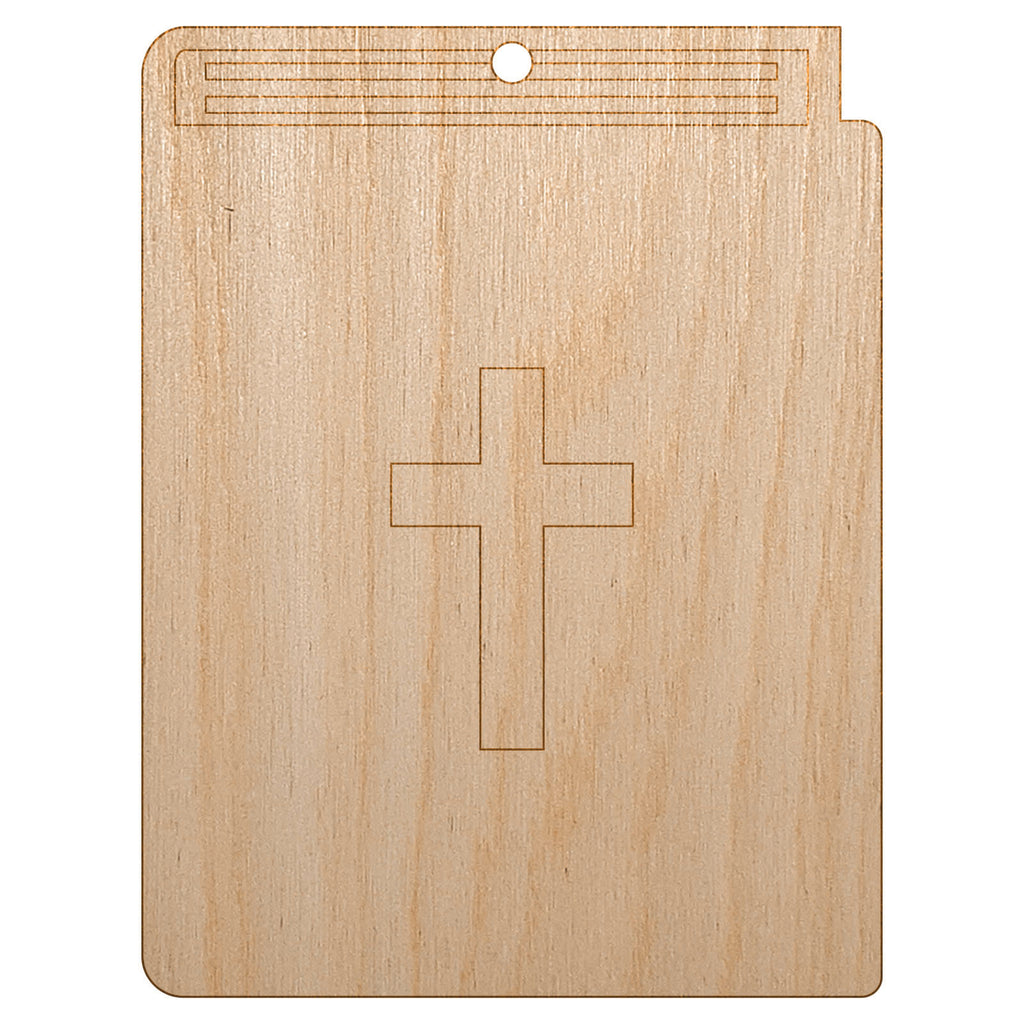 Bible Christian Cross Icon Unfinished Craft Wood Holiday Christmas Tree DIY Pre-Drilled Ornament