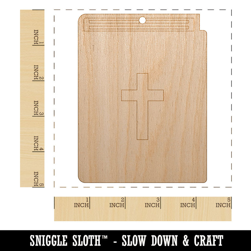 Bible Christian Cross Icon Unfinished Craft Wood Holiday Christmas Tree DIY Pre-Drilled Ornament