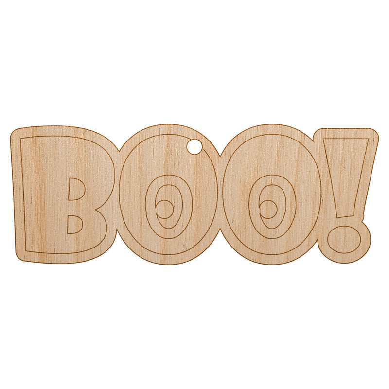 Boo with Eyes Halloween Fun Text Unfinished Craft Wood Holiday Christmas Tree DIY Pre-Drilled Ornament