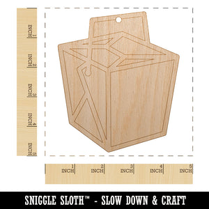 Chinese Food Take Out Box Closed Unfinished Craft Wood Holiday Christmas Tree DIY Pre-Drilled Ornament