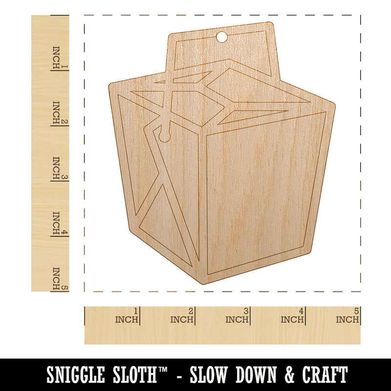 Chinese Food Take Out Box Closed Unfinished Craft Wood Holiday Christmas Tree DIY Pre-Drilled Ornament