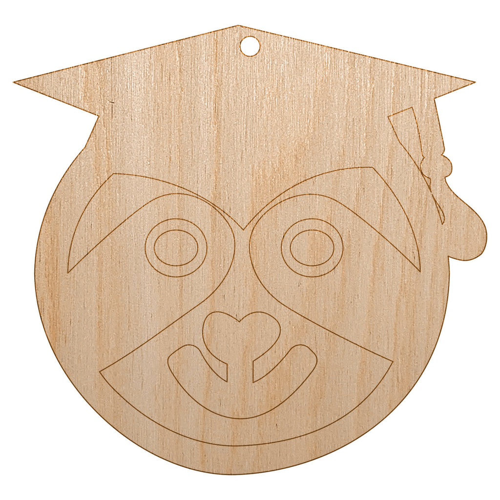 Graduation Sloth Unfinished Craft Wood Holiday Christmas Tree DIY Pre-Drilled Ornament