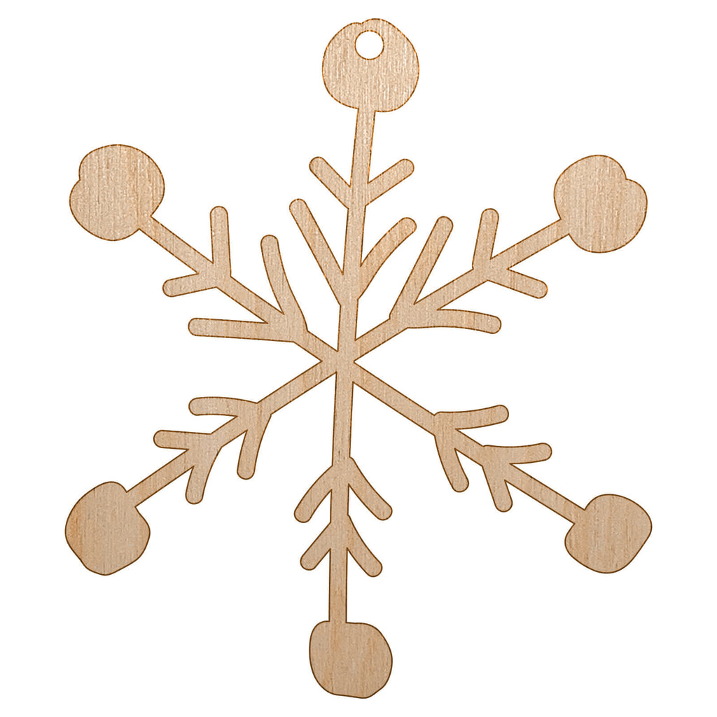 Snowflake Sketch Winter Unfinished Craft Wood Holiday Christmas Tree DIY Pre-Drilled Ornament