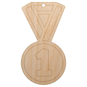 Sport Team Medal First Place Unfinished Craft Wood Holiday Christmas Tree DIY Pre-Drilled Ornament