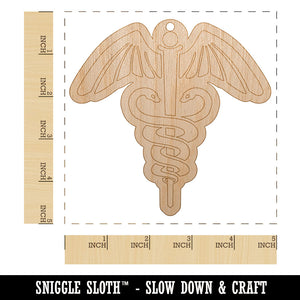 Caduceus Health Medical Symbol Unfinished Craft Wood Holiday Christmas Tree DIY Pre-Drilled Ornament