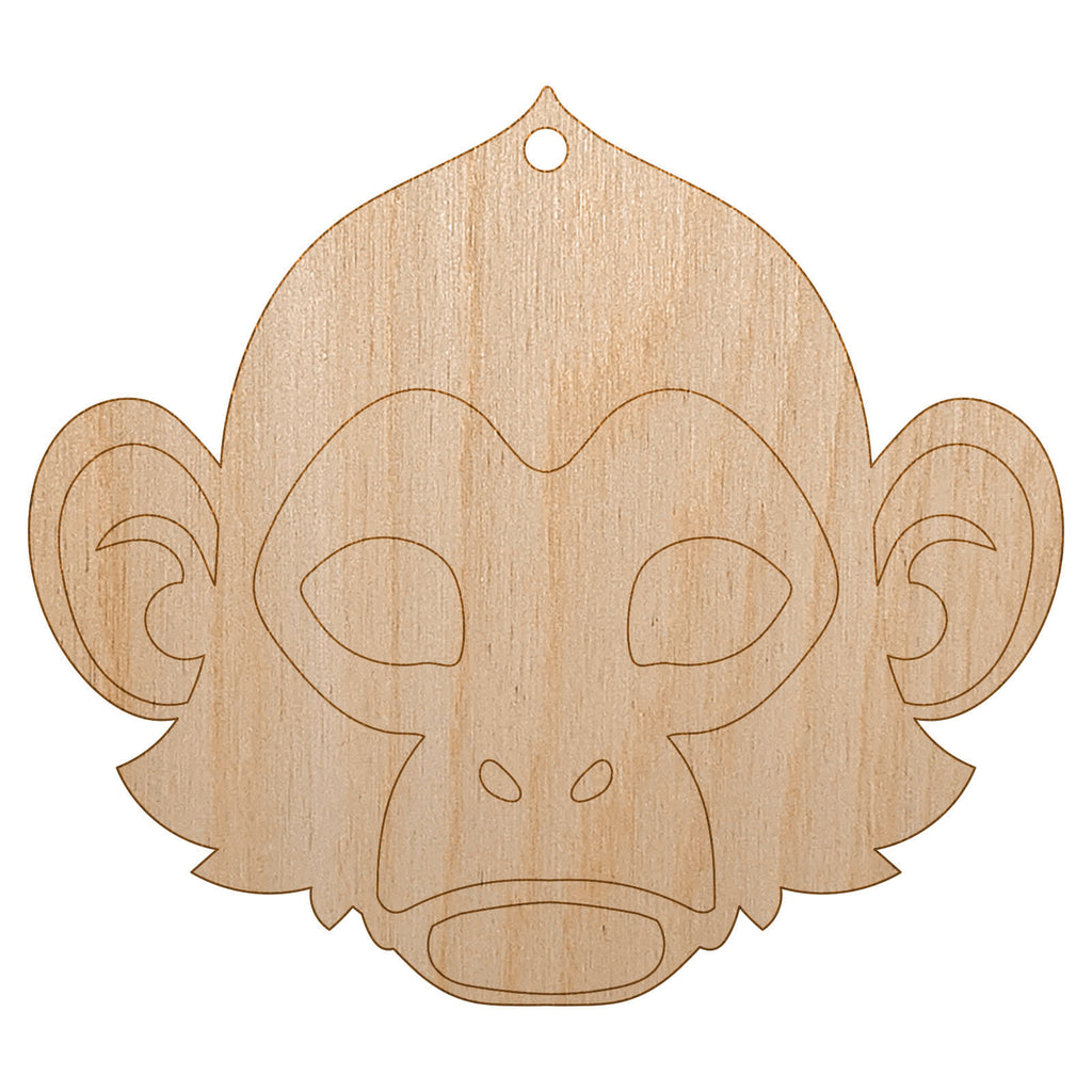 Capuchin Monkey Head Unfinished Craft Wood Holiday Christmas Tree DIY Pre-Drilled Ornament