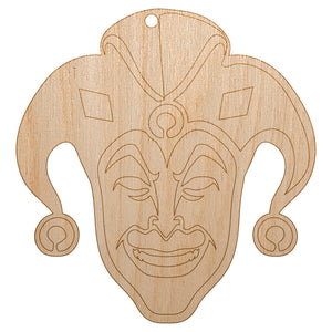 Court Jester Joker Harlequin Unfinished Craft Wood Holiday Christmas Tree DIY Pre-Drilled Ornament