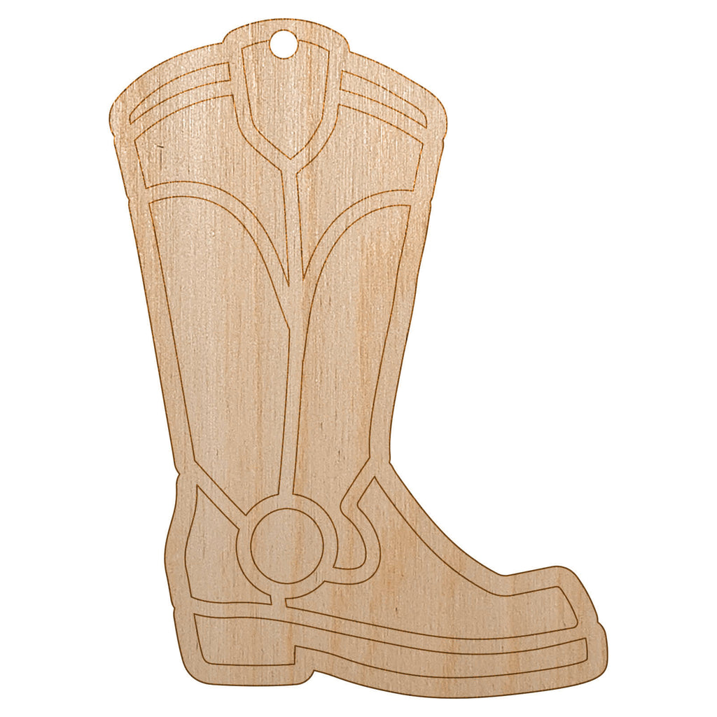 Cowboy Boot Western Unfinished Craft Wood Holiday Christmas Tree DIY Pre-Drilled Ornament