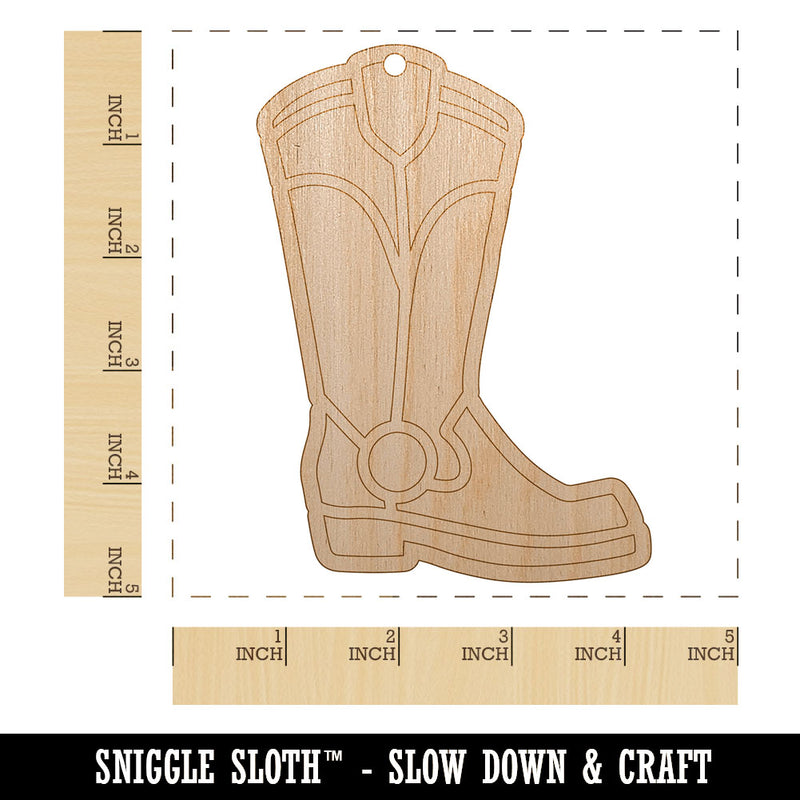 Cowboy Boot Western Unfinished Craft Wood Holiday Christmas Tree DIY Pre-Drilled Ornament