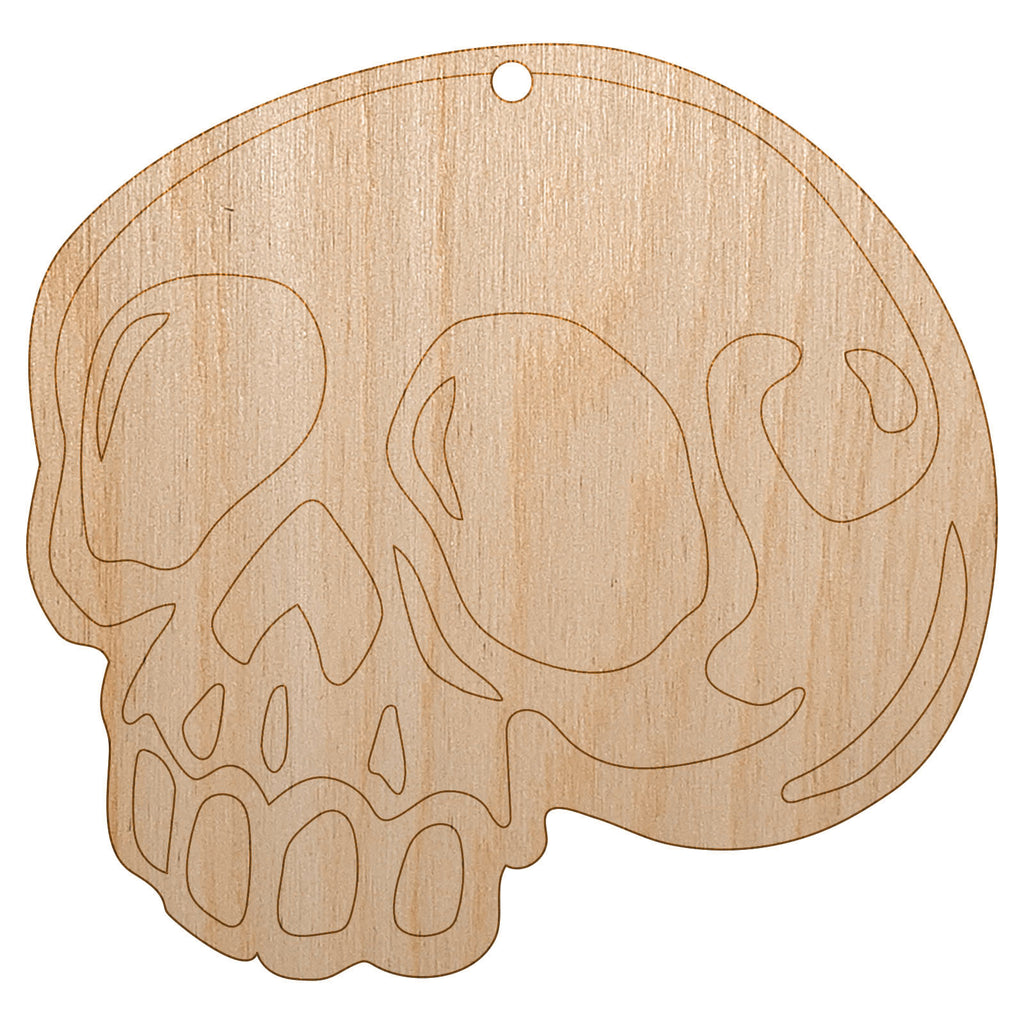 Creepy Skull Halloween Unfinished Craft Wood Holiday Christmas Tree DIY Pre-Drilled Ornament