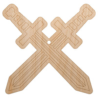 Crossed Swords Battle Icon Unfinished Craft Wood Holiday Christmas Tree DIY Pre-Drilled Ornament