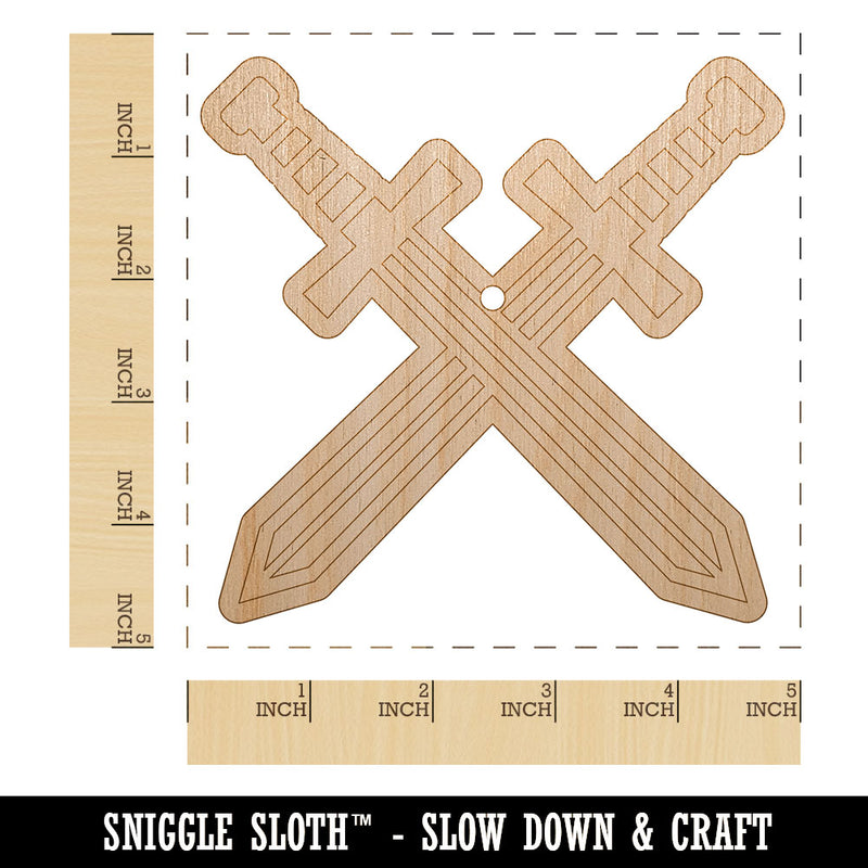 Crossed Swords Battle Icon Unfinished Craft Wood Holiday Christmas Tree DIY Pre-Drilled Ornament