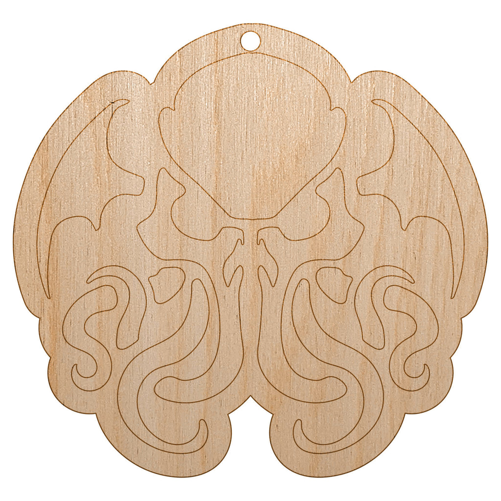 Cthulhu Eldritch Horror Scary Unfinished Craft Wood Holiday Christmas Tree DIY Pre-Drilled Ornament